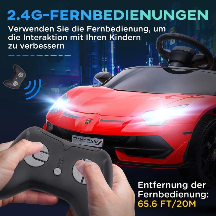 Image du produit Floki24 Voiture électrique pour enfants, licence Lamborghini Aventador, portes battantes, musique, klaxon (12 V)