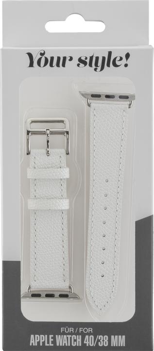 Produktbild Peter Jäckel WATCH BAND für Apple Watch 41/40mm (Series 4 - 9)/ 38mm (Series 1 - 3) Leather White (Leder)