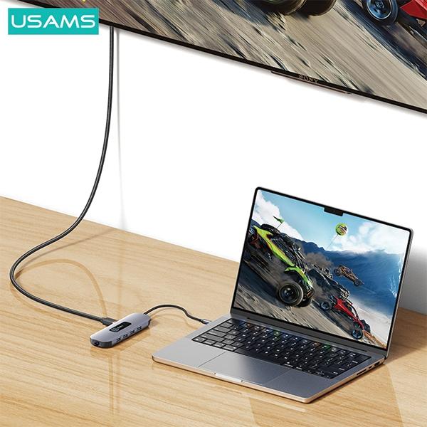 Produktbild Usams US-SJ644 PD100W 10in1 Multifunctional Type-C HUB with Light(Type-C To HDMI+USB3.0*2+USB2.0*2+VGA+TF (USB-C, 10 Ports)