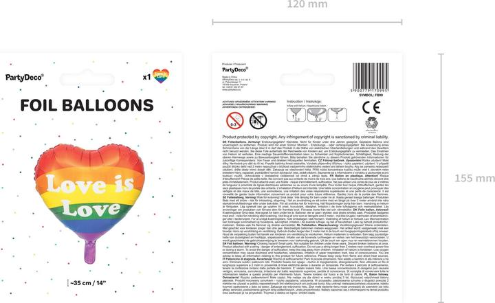 Produktbild Partydeco Folienballon Love is Love Regenbogen (1 x)