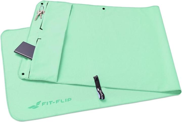 Fit-Flip Fitnesshandtuch Mikrofaser mit Reissverschlusstasche 130x48cm (130 x 48 cm)