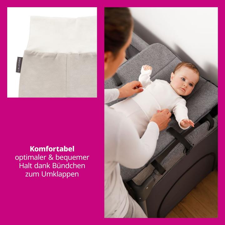 Actual product image La Loona LaLoona baby romper trousers 2-pack - Stripes - Light Taupe - (62)