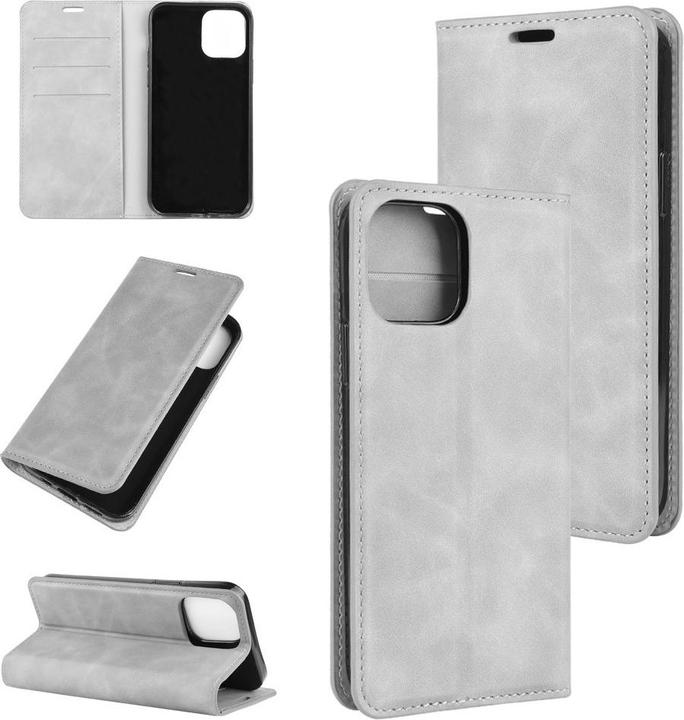 Produktbild Cover-Discount iPhone 12 / 12 Pro - Seidige Stand Flip Case Hülle grau (Apple iPhone 12, Apple iPhone 12 Pro)