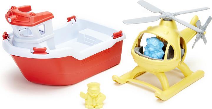 Actual product image Green Toys Lifeboat with helicopter
