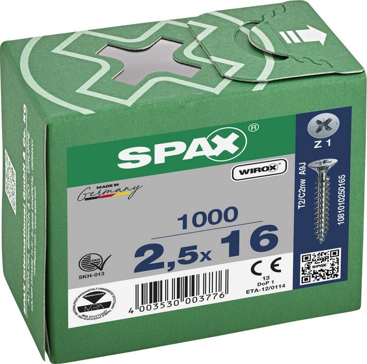 Image du produit Spax Vis pour panneaux d'aggloméré SK PZ1 2,5x16 mm (1000 Vis par pièce)