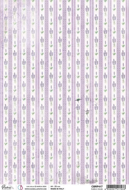 Immagine prodotto Ciao Bella Morning Provence - Filo di paglia con motivo "strisce di lavanda", DIN A4 (28 g/m²)