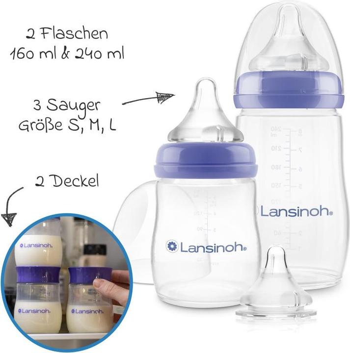 Actual product image Lansinoh Babyflaschen Starter-Set mit 2 PP Flaschen (160 ml & 240 (240 ml)