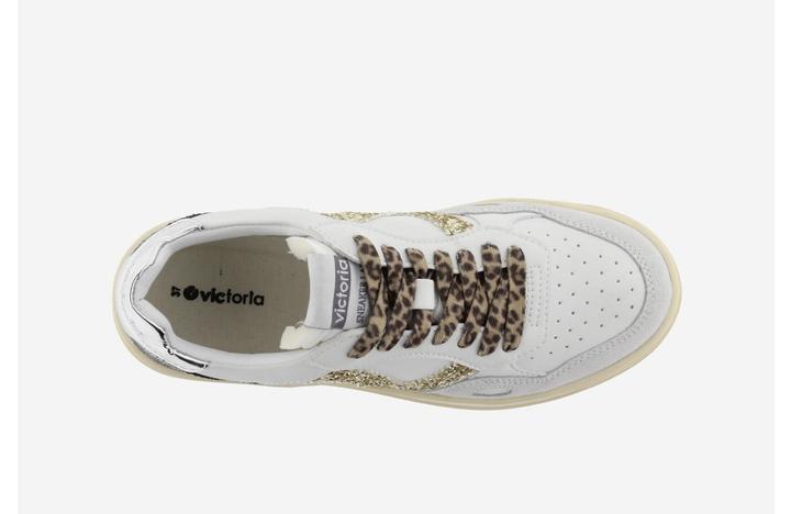Actual product image Victoria Ladies' white and gold leather effect trainers (39)