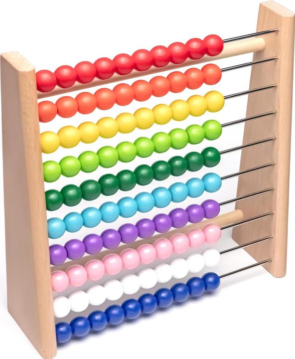 Produktbild Activity Board Rechenrahmen aus Buche für Grundschüler / 100 Holzrechenbrett / bunte Kugeln mit Aufgaben
