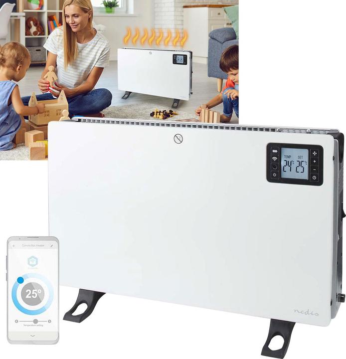 Produktbild Nedis SmartLife Convectorkachel - Wi-Fi - 2000 W - 3 Warmte Standen - LCD - 5 - 37 C - Instelbare thermost (2000 W)