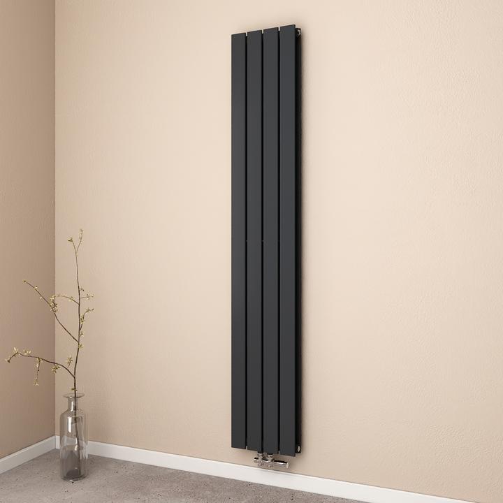 Actual product image Emke Radiator, Flat Radiator with Central Connection, Black 180x30cm 911W Double Layers (911 W)