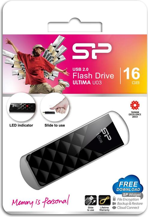 Actual product image Silicon Power Ultima U03 USB Flash Drive 16 GB Mystery Black (16 GB, USB-A, USB 2.0)