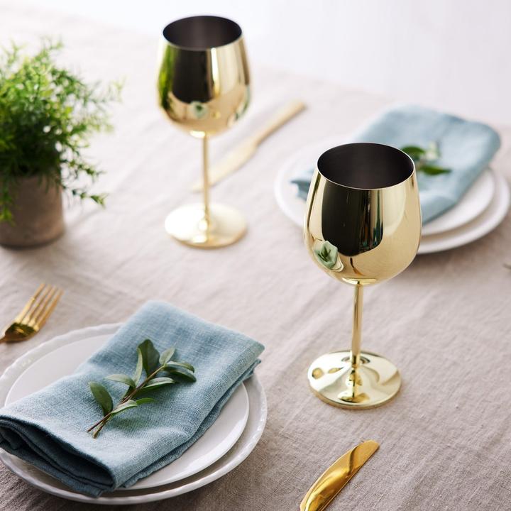 Actual product image Oak & Steel Stainless steel wine glasses gold set of 4 (50 cl, 4 Glasses, Wine glasses set)
