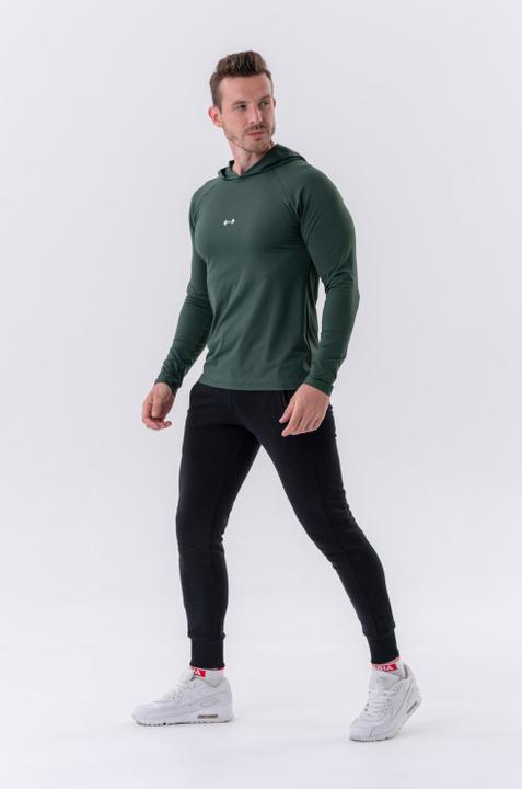 Actual product image Nebbia Long-sleeve T-shirt with a hoodie 330 dark green (XXL)