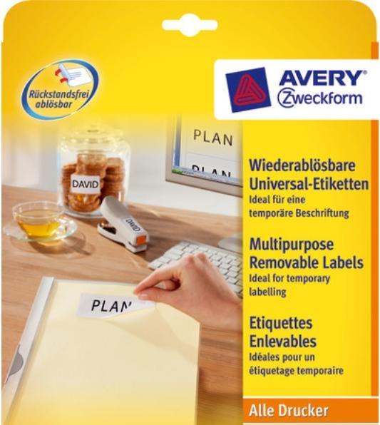 Produktbild Avery Etiketten, ablösbar, Home Office, Kleinpackung