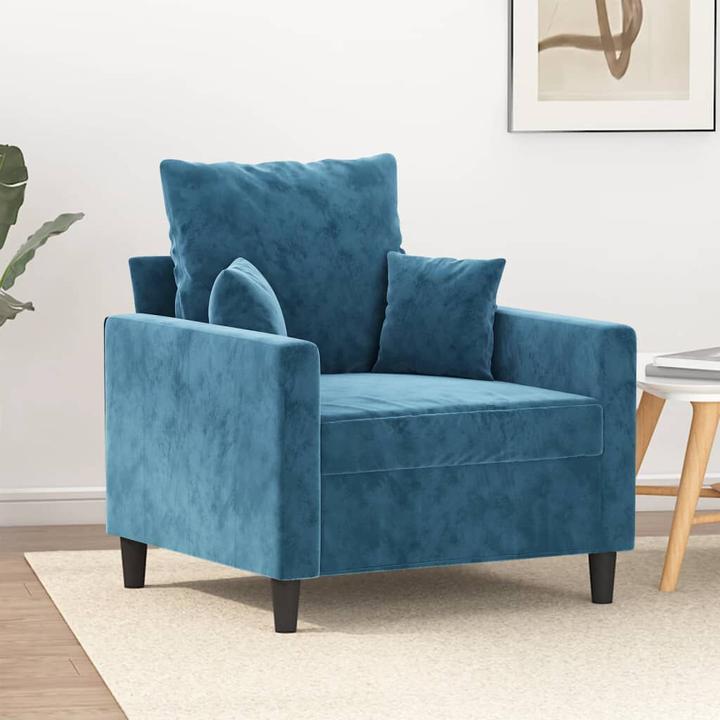 Immagine prodotto VidaXL Poltrona blu 60 cm in velluto,Colore: Blu,Materiale: Velluto (100