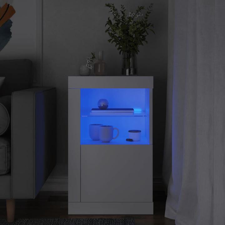 Produktbild VidaXL Beistellschrank mit LED-Leuchten Weiss (41 x 37 x 67 cm)