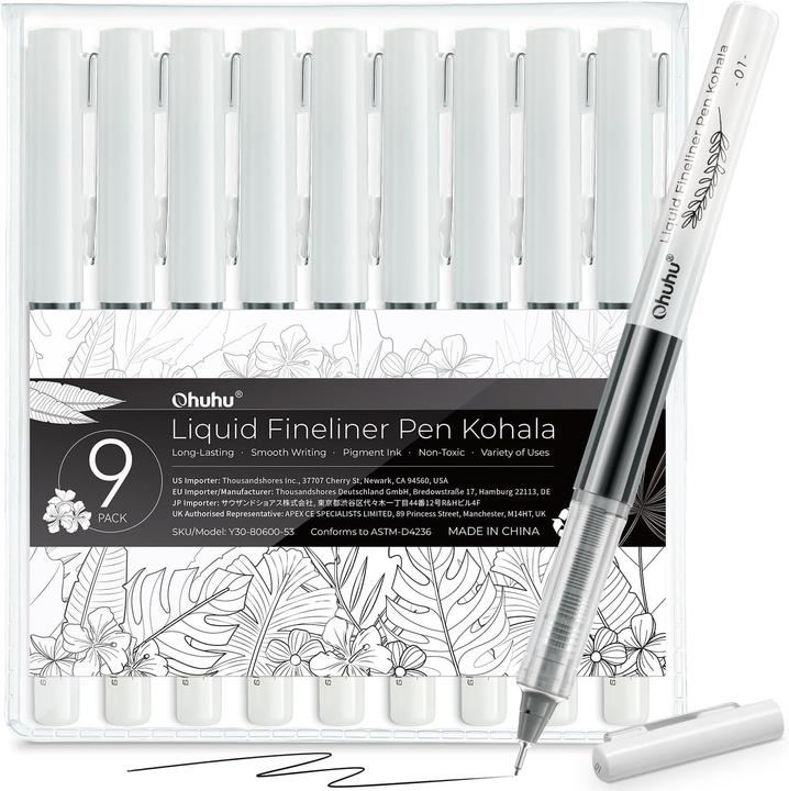 Ohuhu Kohala Feinliner-Zeichenstifte (9 Stk.) (Transparent, 9 x)