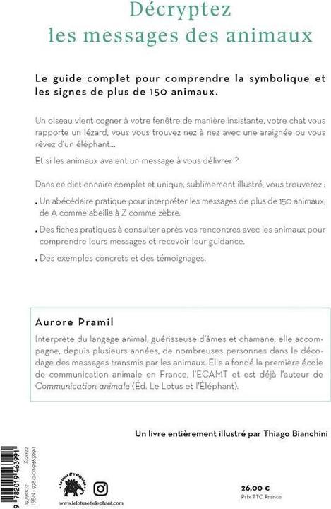 Produktbild Dictionnaire des messages des animaux (Französisch, Pramil Aurore, 2022)