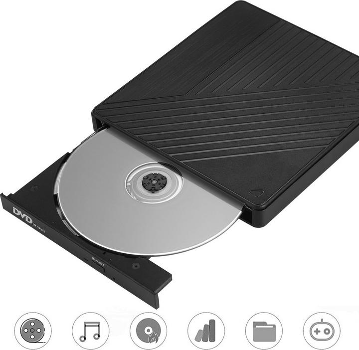 Actual product image Apfelkiste External Drive Burner Slim USB C/USB 3.0 DVD-RW Drive & SD/MicroSD Reader for MacBook/Laptop (CD burner, DVD writer)