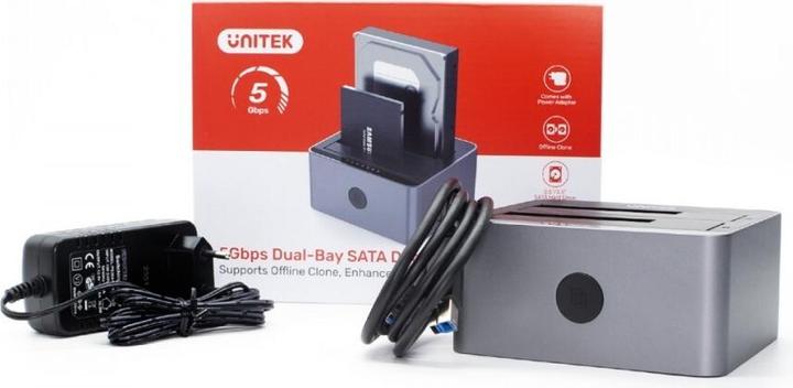 Produktbild Unitek Y-3026GY01-EU Disk Clone Station 2 x SATA 2 5 /3 5 USB 5Gbps (USB-B, 2 Ports)