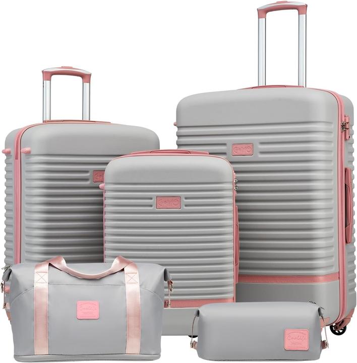 Coolife 5-teiliges Hartschalenkoffer-Set mit TSA-Schloss (Handgepäck (bis 50l))