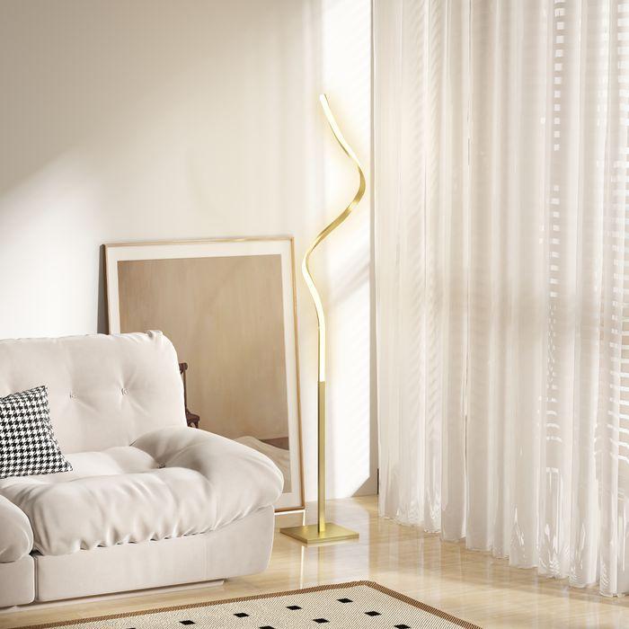 Actual product image Swisshandel24 Stehlampe Dimmbar LED Stehleuchte mit Fussschalter für Wohnzimmer, Gold (700 lm)