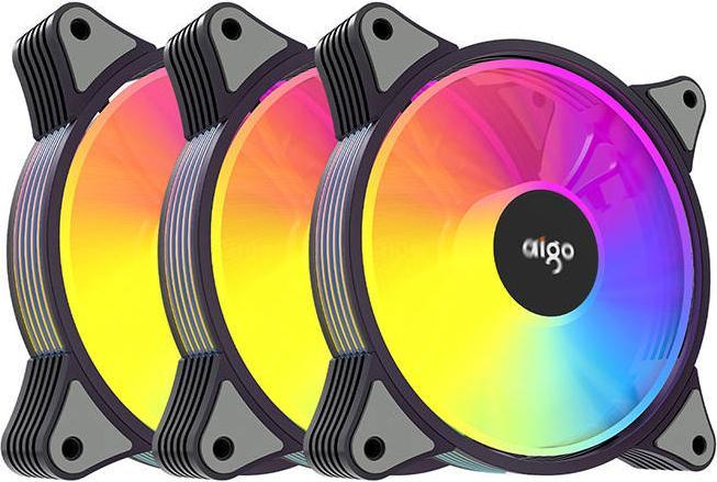 Image du produit Aigo AR12 ARGB Computer Fan set 3in1 120x120 (black) (120 mm, 3 x)