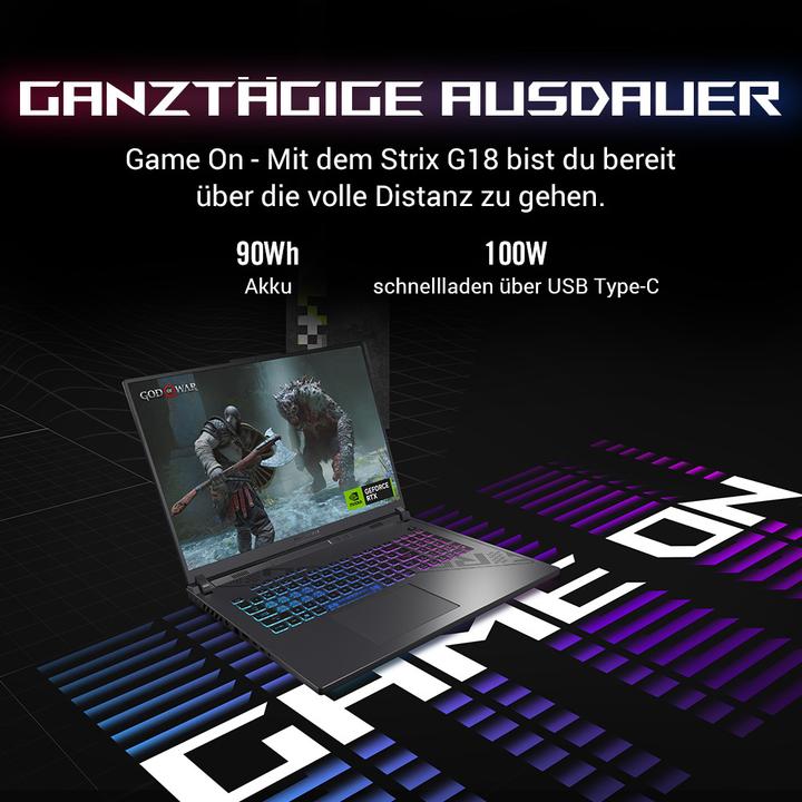 Produktbild ASUS ROG Strix G18 RTX 4070 (18", Intel Core i9-14900HX, 32 GB, 1000 GB, CH)