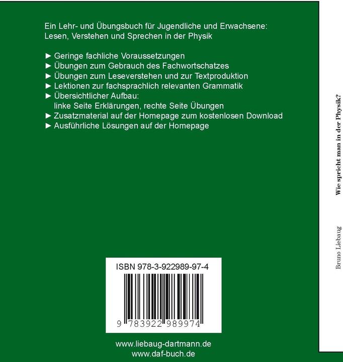 Actual product image Wie spricht man in der Physik? (German, Bruno Liebaug, 2018)
