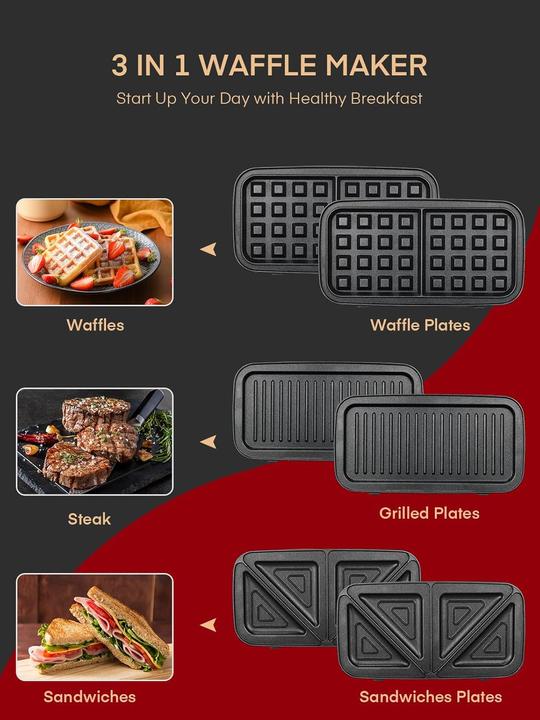 Actual product image Fohere 3 in 1 sandwich maker