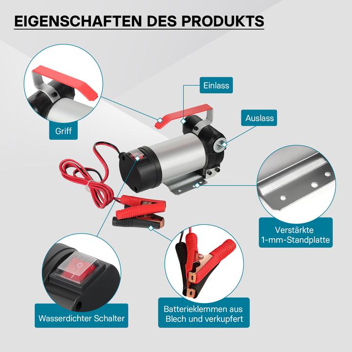Actual product image Wiltec Self Priming Bio Fuel Oil Diesel 12V/150W 40l/min Transfer Pump H/D Portalbe