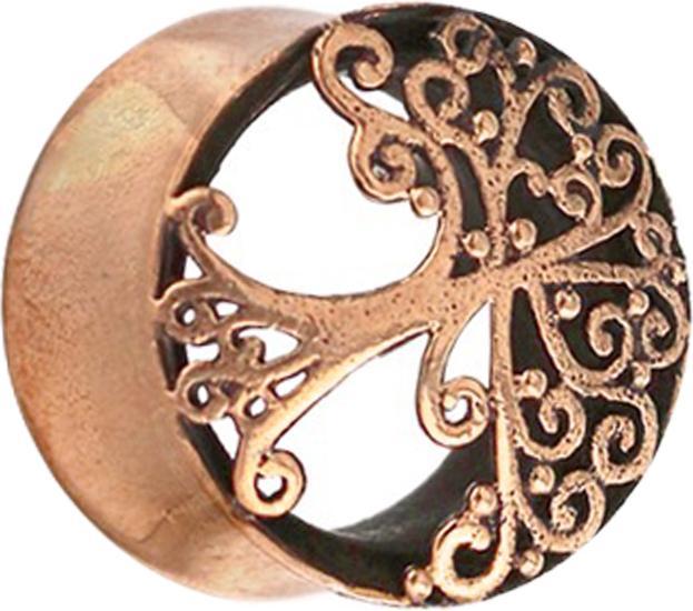 Produktbild Star Piercing Flared Tunnel rosegold Baum des Lebens (ohne Messing, Bronze)