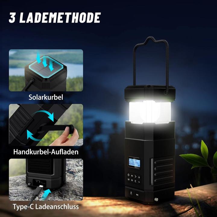 Image du produit Libovgogo Kurbelradio DF585D mit Bluetooth und Campinglampe (DAB+ DAB)