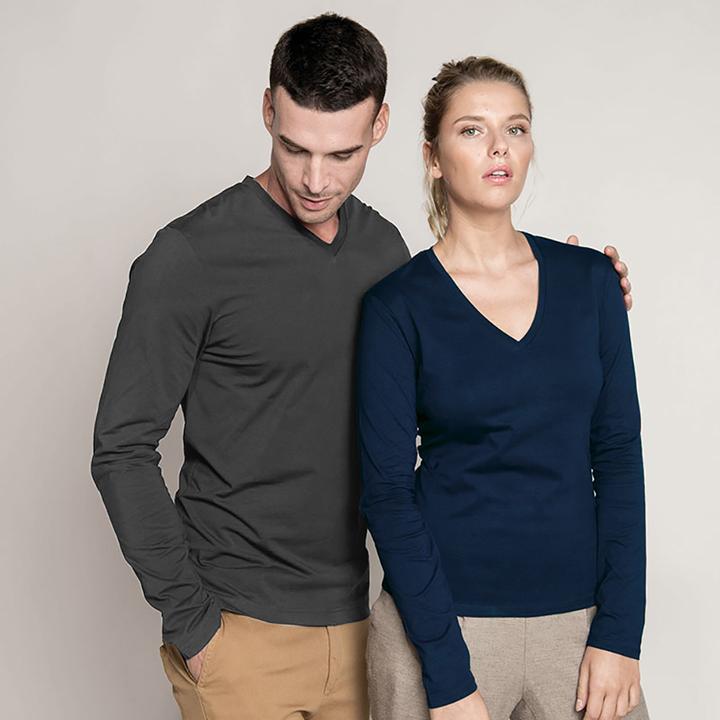 Actual product image Kariban T-shirt slim fit long sleeve V-neck (M)