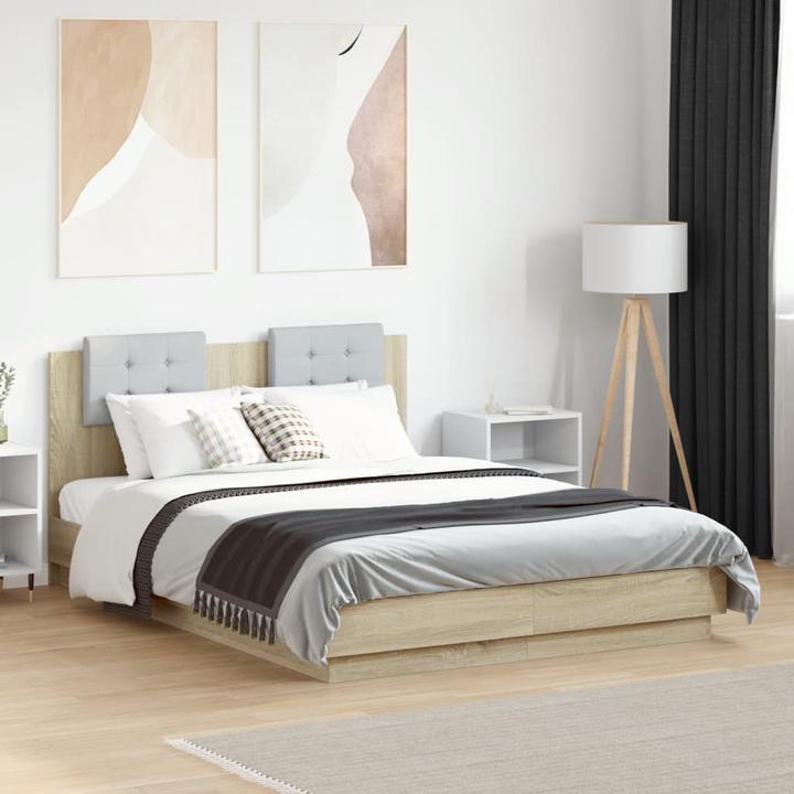 Image du produit VidaXL Cadre de lit avec tête de lit Chêne Sonoma (135 x 190 cm)