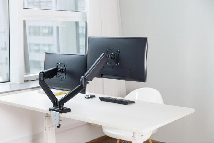 Immagine prodotto Techly Supporto da scrivania per 2 TV LCD LED 43-81cm 17-32inch morsetto a molla a gas nero (Tavolo, 32")
