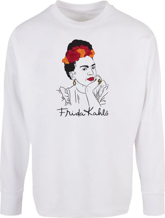 Merchcode Ladies Frida Kahlo - Drawing with flowers Oversized Cut On Sleeve Longsleeve - 116071 (L)
