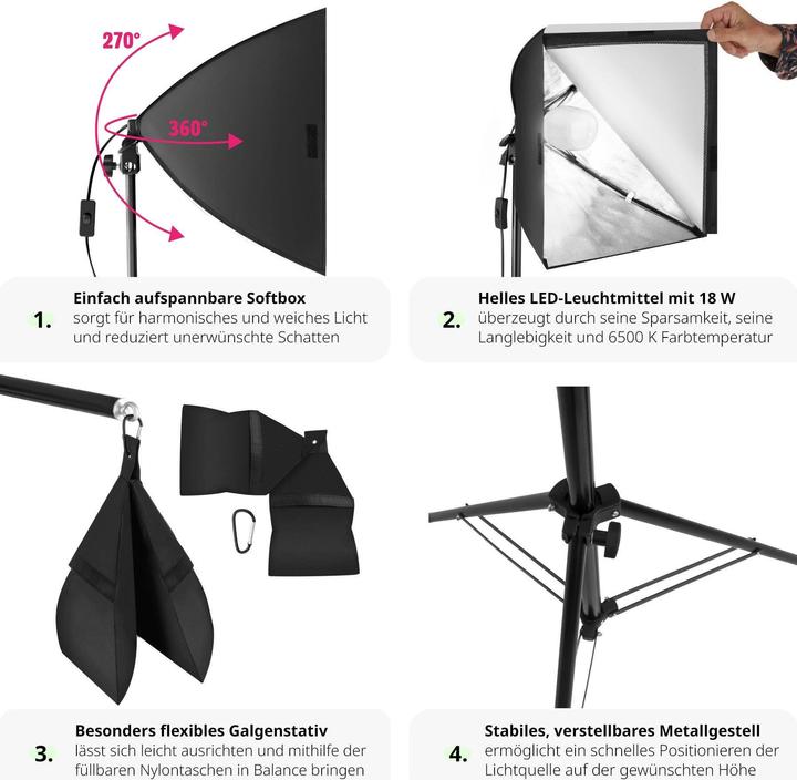 Actual product image tectake Studio light with softbox, tripod and bag (Studio light)