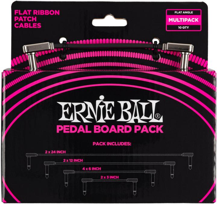 Ernie Ball Ball 6224 Flat Ribbon Patch Cables Pedal Board Pack (various lengtes) (0.69 m)