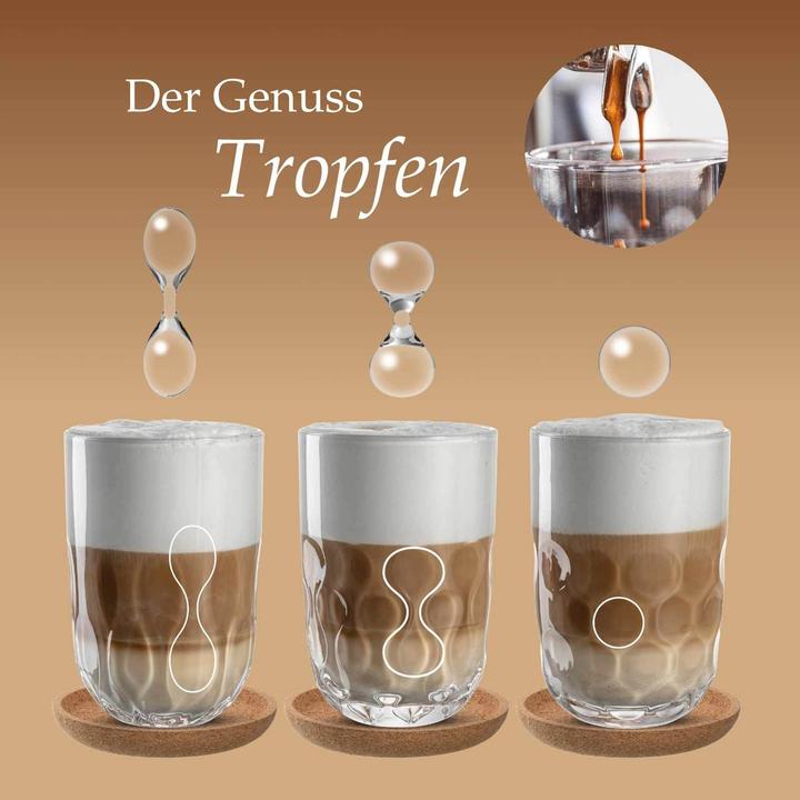 Actual product image Leonardo Cappuccino Becher Gocce mit Untersetzer 380 ml (390 ml, 6 x)