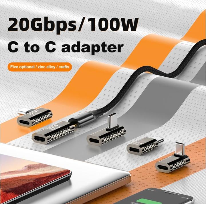 Produktbild PowerGuard Titan USB-C 90-Grad Winkel Left/Right Adapter 100W 20 GBit/s