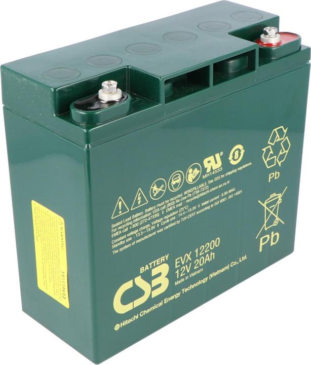 Produktbild CSB EVX12200 12 Volt AGM Bleiakku 20Ah, 181x76,2x167mm, zyklenfest, M5 Innengewinde (12 V, 20 Ah)