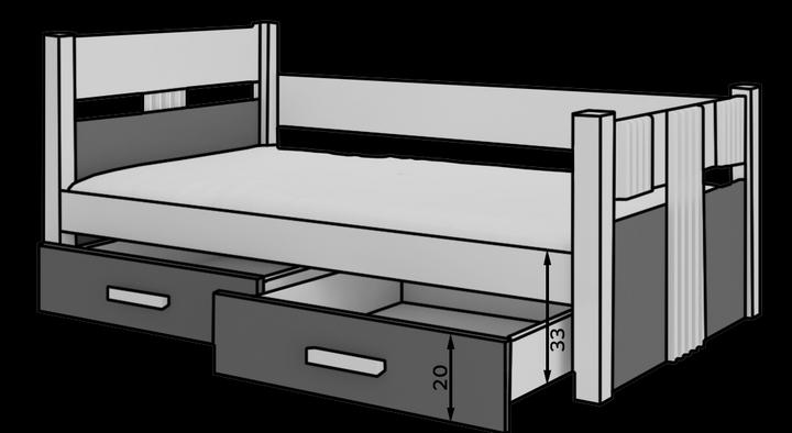 Produktbild ADRK Furniture Einstöckiges Bett mit Matratze BIBI 200x90 (200 x 90 cm)