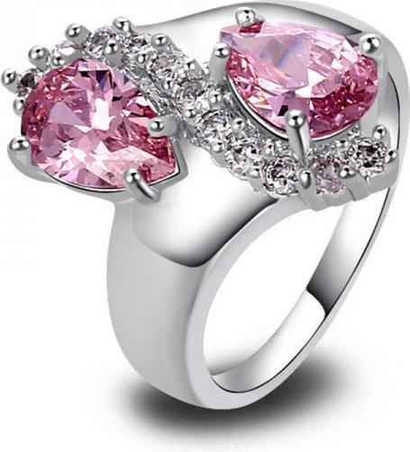 Produktbild Hermex versilberter Ring mit Rosa Saphir / Zirkonia - Gr. 62 / Size 10 (10)