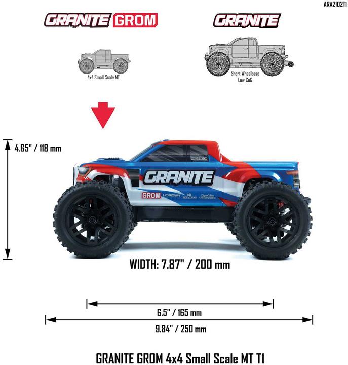Image du produit Arrma Granite Grom Mega 380 4X4 avec batterie et chargeur (RTR Prêt à fonctionner)