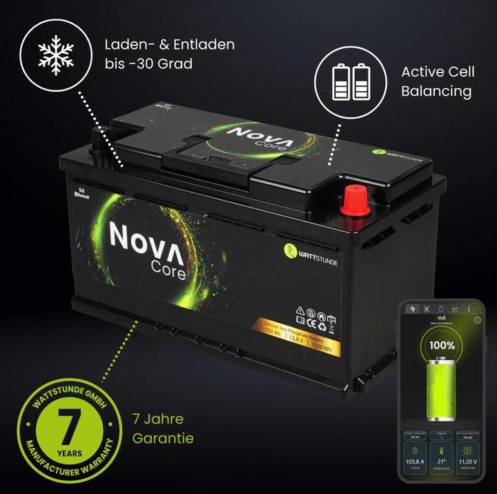 Image du produit Wattstunde Batterie NOVA Core 150 Ah LiFePO4 (12.80 V, 150 Ah)