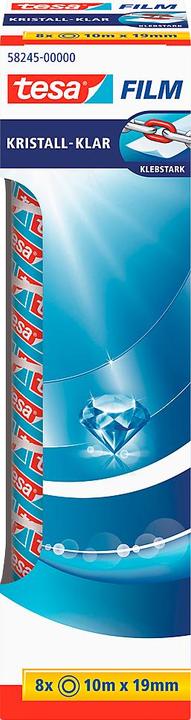 Produktbild tesa 8x tesafilm KRISTALL-KLAR, hochtransparent, alterungsbeständig, mit starker Haftung (19 mm)