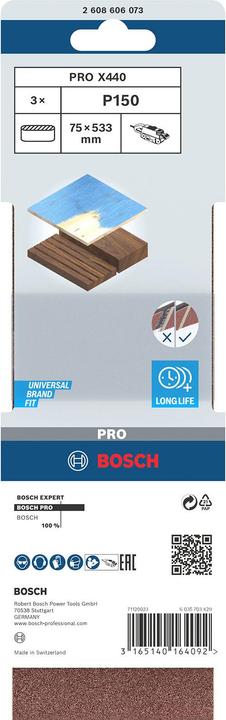 Produktbild Bosch Professional Zubehör PRO X440 Schleifband, 75 x 533 mm, G150 (150)