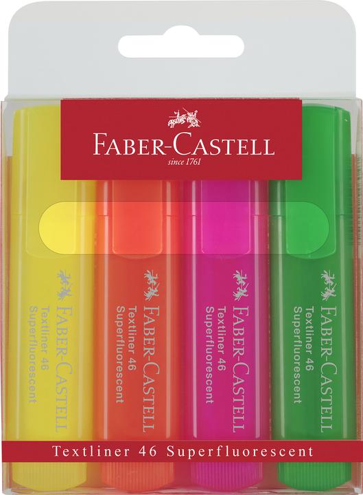 Produktbild Faber-Castell Textliner, 4er Etui fluorescent (Mehrfarbig, 1 mm, 4 x)